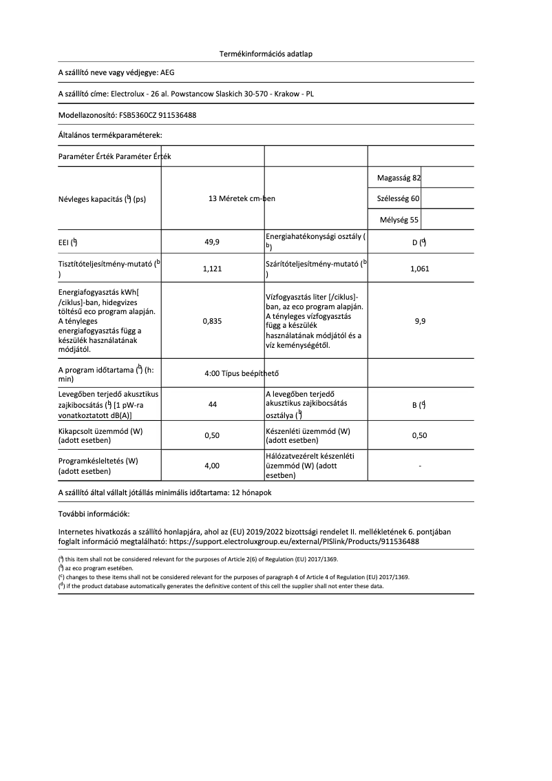 Página nº 1 - Ficha técnica AEG FSB5360CZ