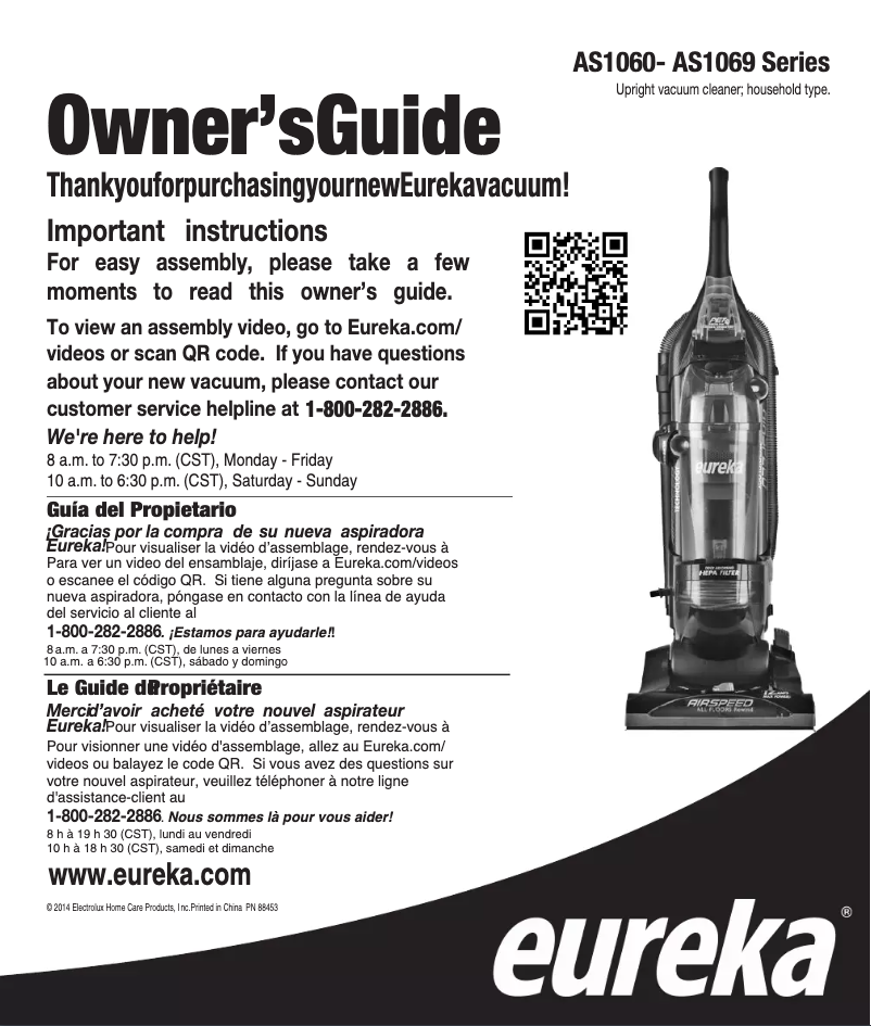 Página 1 del manual Manual de usuario Eureka AirSpeed AS1061A