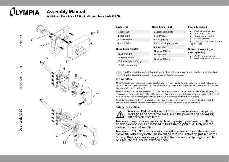 Página 1 del manual Manual de usuario Olympia RS 50