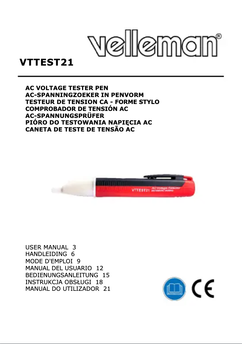 Imagen de la primera página del manual del dispositivo VTTEST21