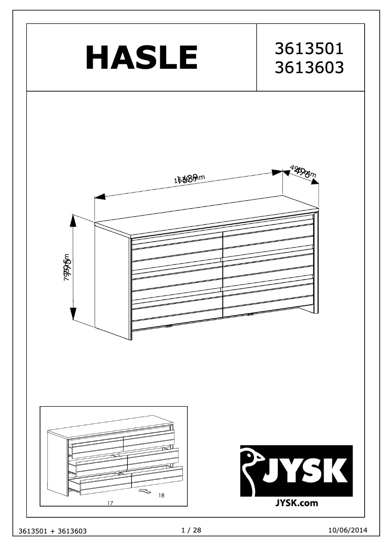 Página 1 del manual Manual de usuario JYSK Hasle (164x80x50)