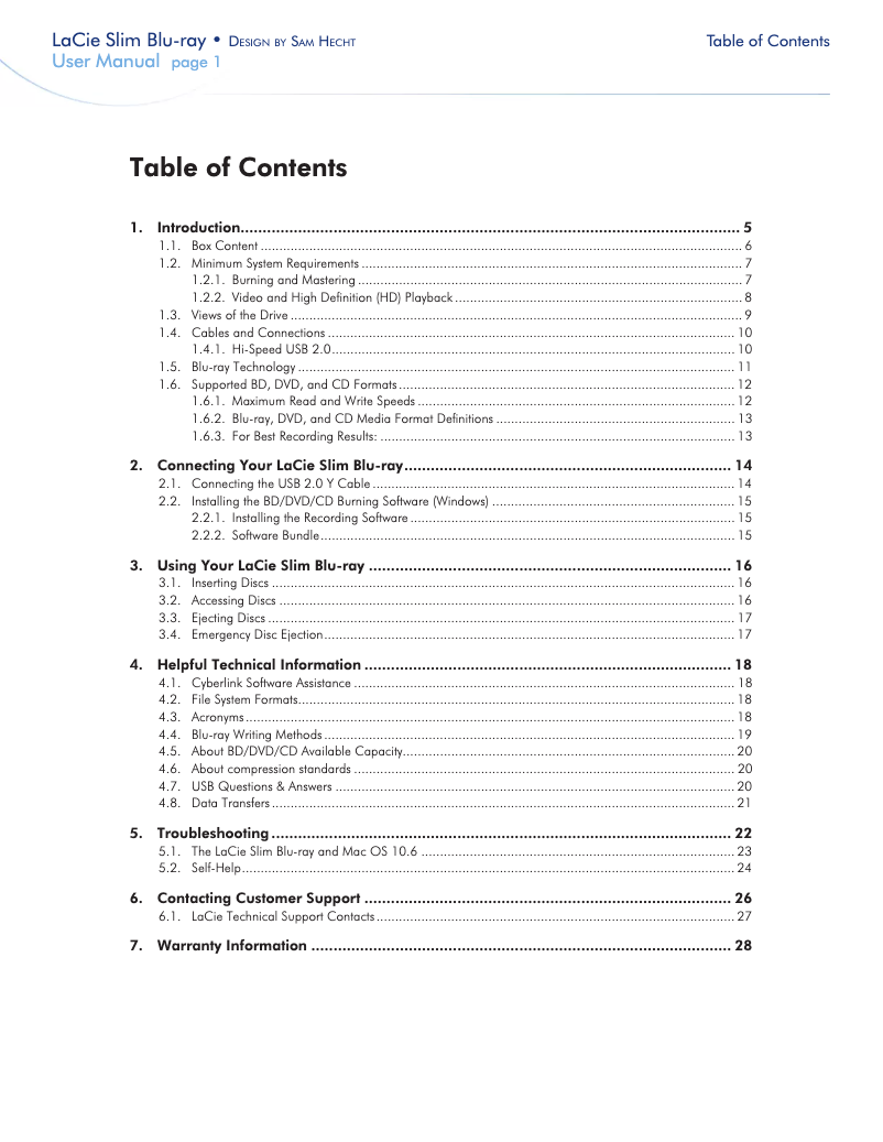Página nº 1 - Manual de usuario LaCie Slim Blu-Ray