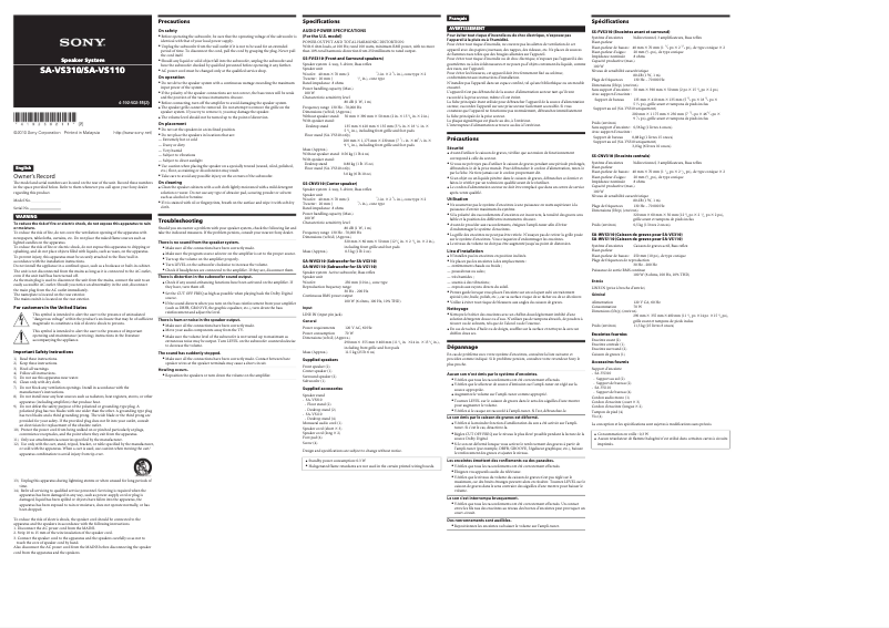 Imagen de la primera página del manual del dispositivo SA-VS110