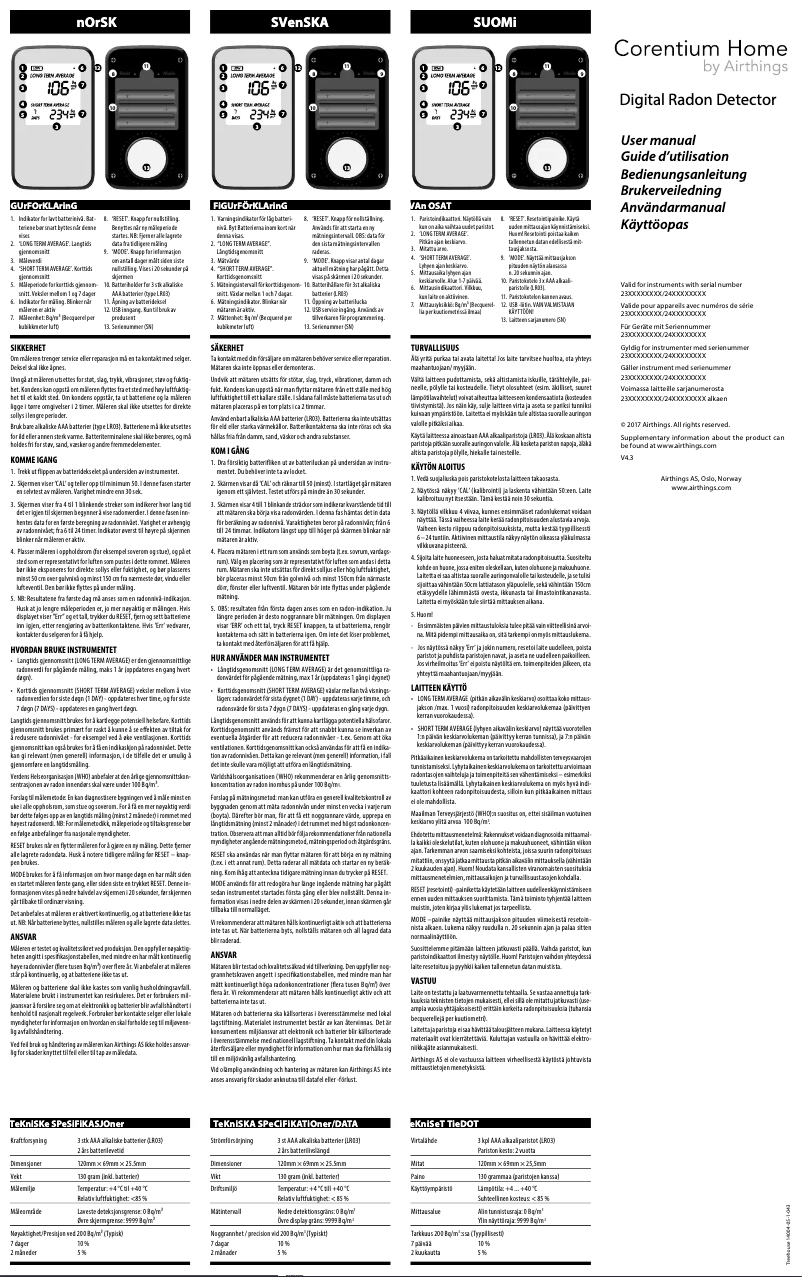 Página 1 del manual Manual de usuario Airthings Corentium Home