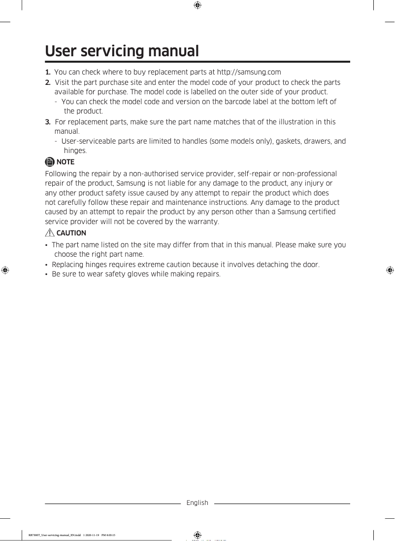 Imagen de la primera página del manual del dispositivo RB36T620ESA