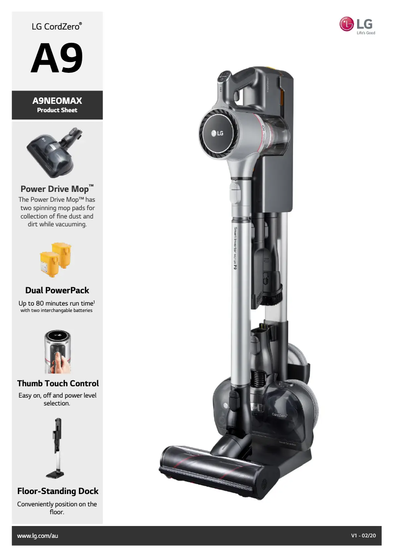 Imagen de la primera página del manual del dispositivo CordZero A9NEOMAX