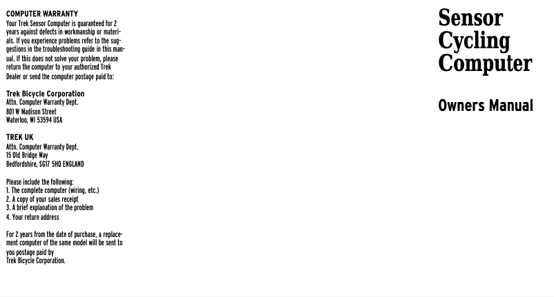 Página nº 1 - Manual de usuario Trek Sensor
