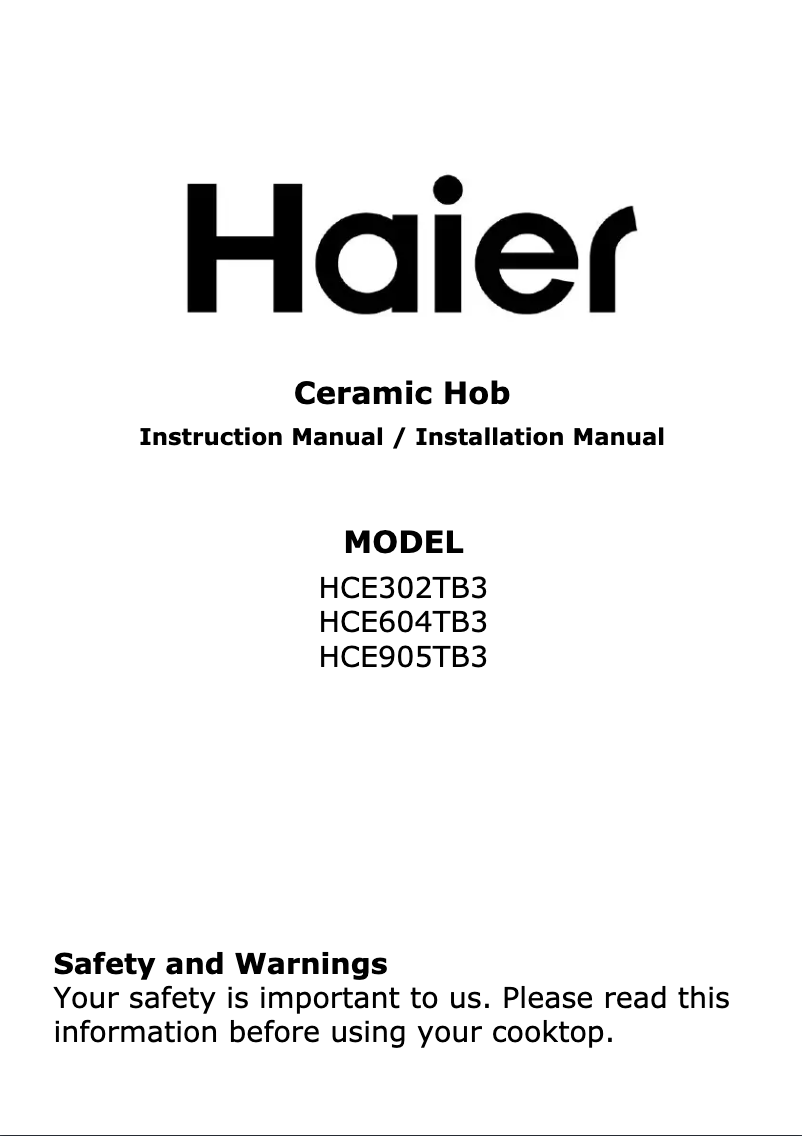 Página 1 del manual Guía de instalación Haier HCE302TB3
