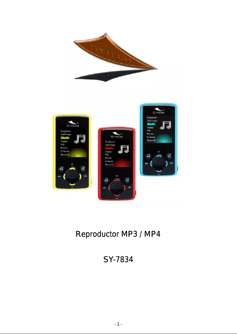 Página 1 del manual Manual de usuario Sytech SY-7834