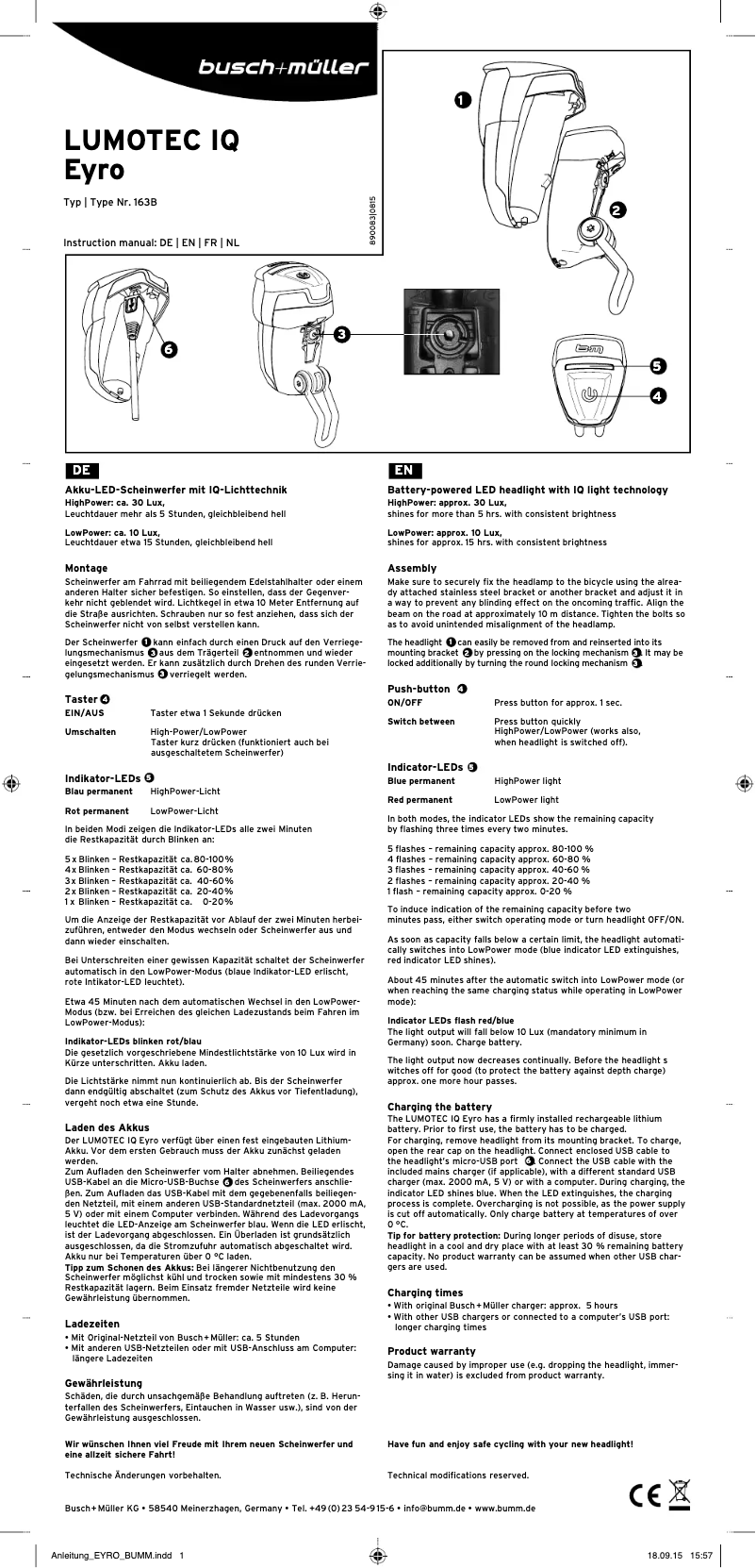 Imagen de la primera página del manual del dispositivo Lumotec IQ Eyro