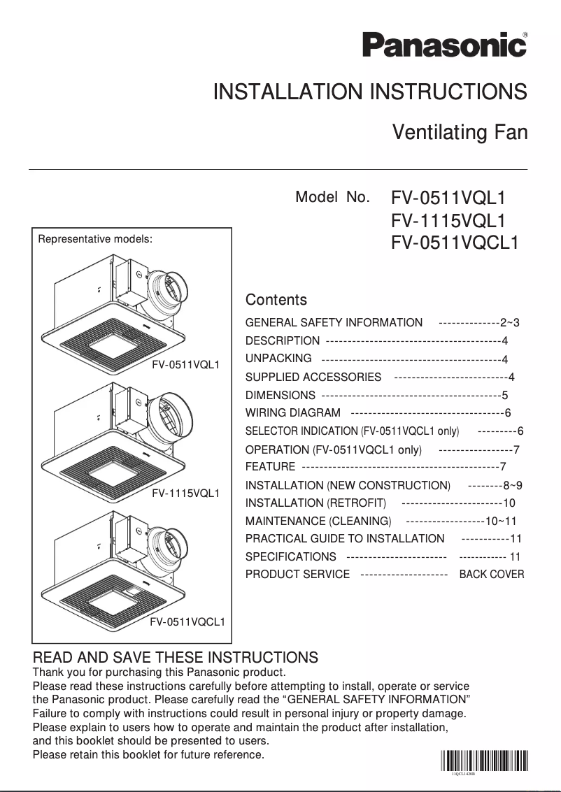 Imagen de la primera página del manual del dispositivo FV-0511VQC1