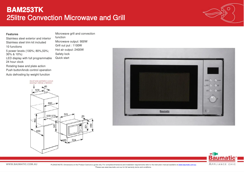 Página 1 del manual Ficha técnica Baumatic BAM253TK