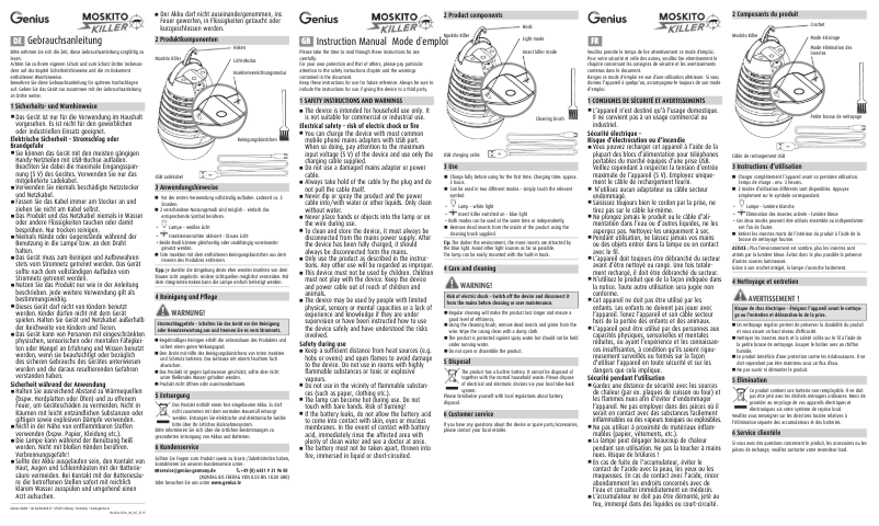 Imagen de la primera página del manual del dispositivo Moskito Killer
