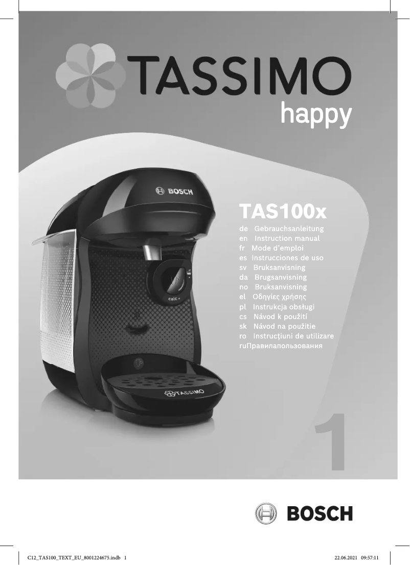 Imagen de la primera página del manual del dispositivo Tassimo Happy TAS1001