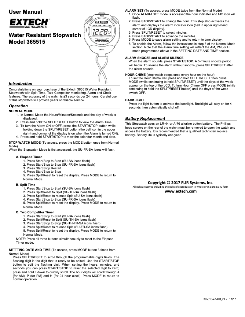 Página 1 del manual Manual de usuario Extech 365515