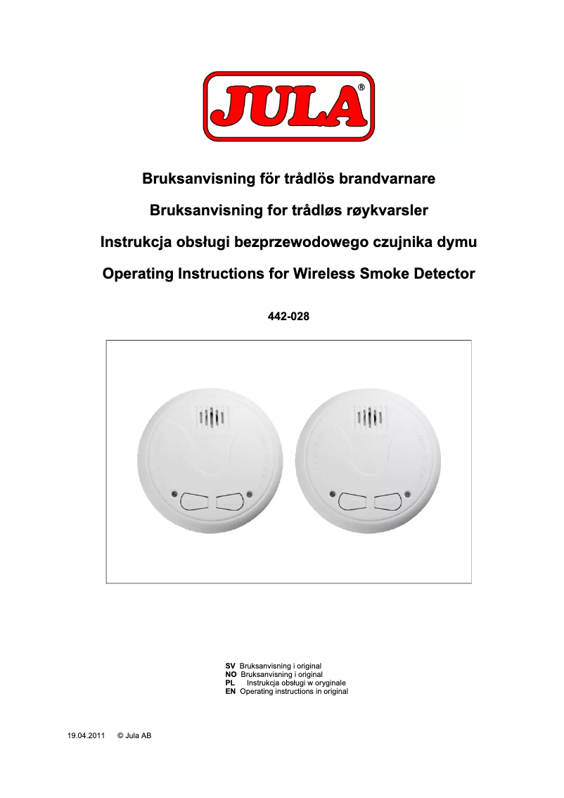 Imagen de la primera página del manual del dispositivo 442-028