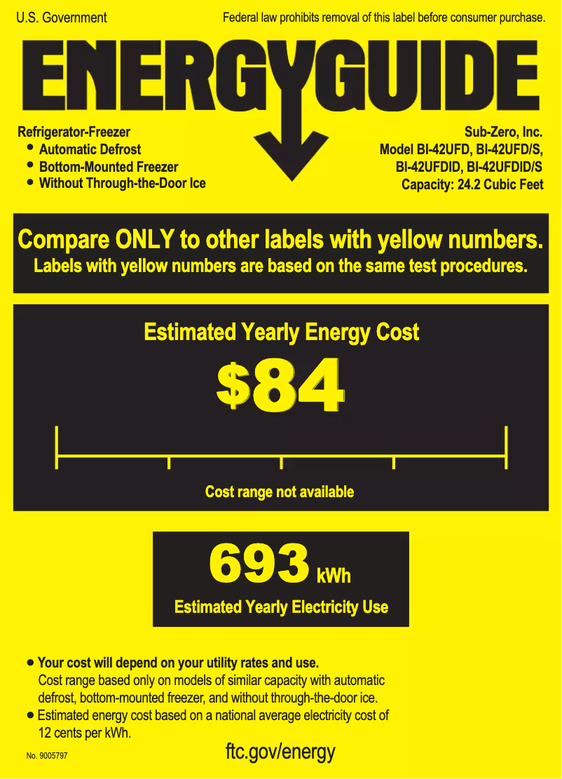 Página 1 del manual Etiqueta energética Sub-Zero BI-42UFDID/O
