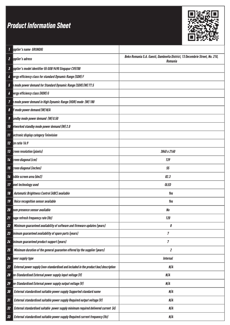 Imagen de la primera página del manual del dispositivo 55 GOB 9490 Singapur