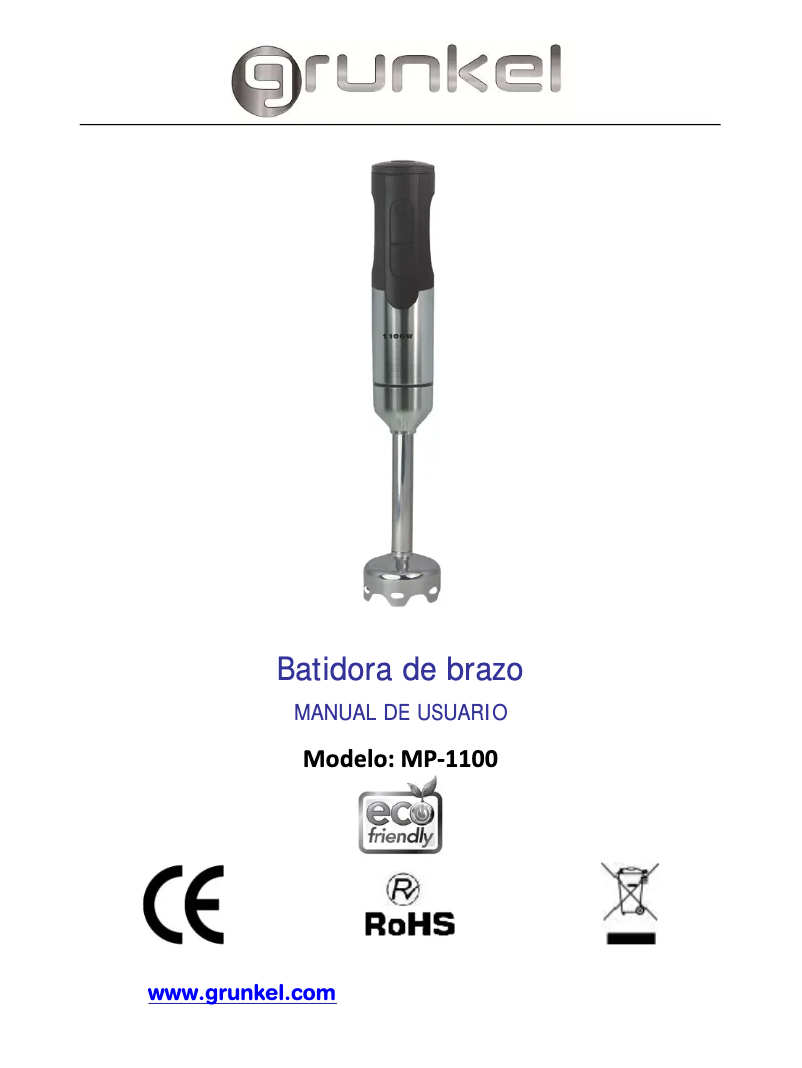 Página 1 del manual Manual de usuario Grunkel MP-1100