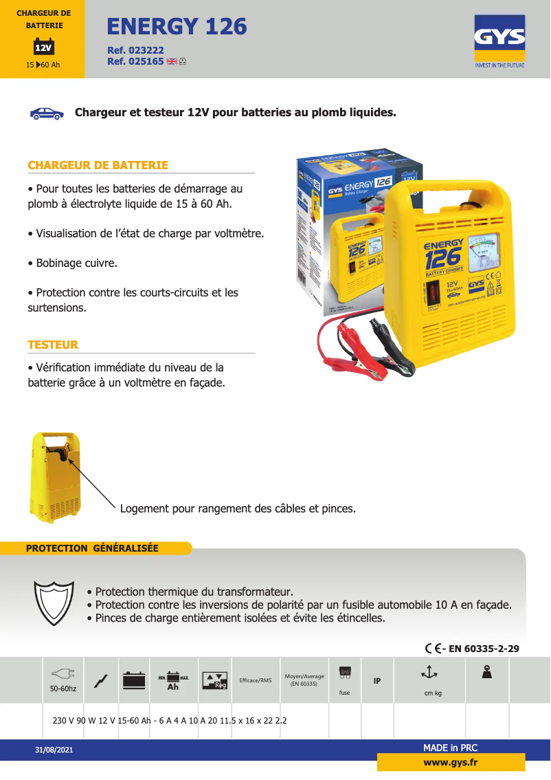 Página nº 1 - Ficha técnica GYS Energy 126