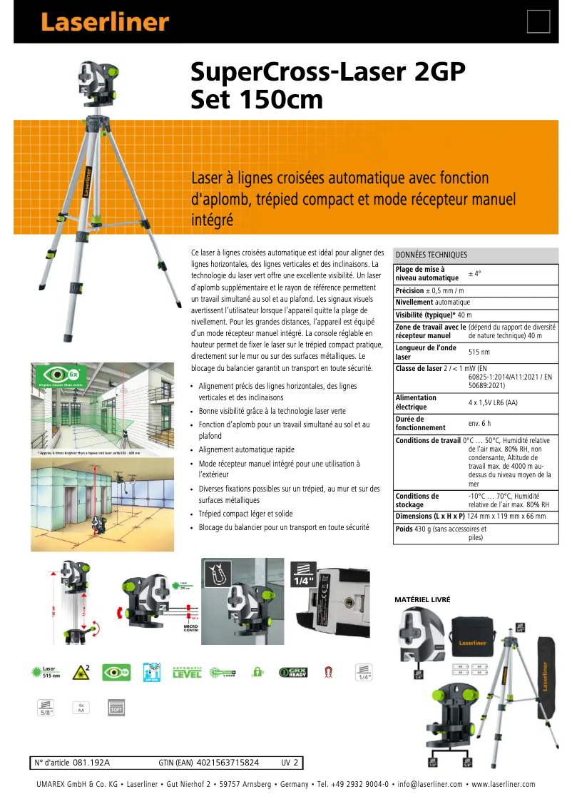 Imagen de la primera página del manual del dispositivo SuperCross-Laser 2GP