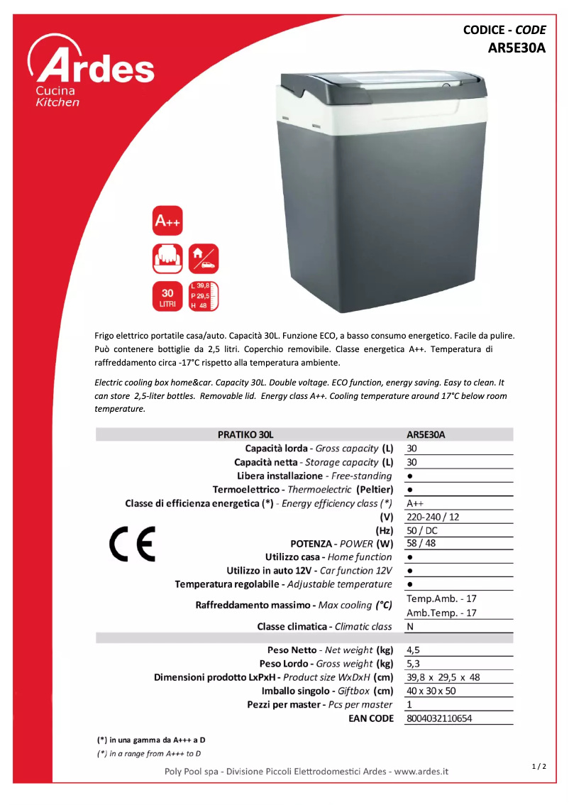 Imagen de la primera página del manual del dispositivo AR5E30A