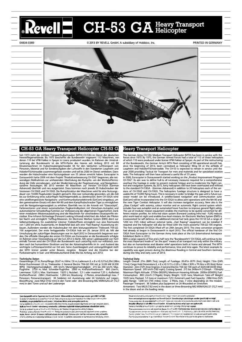 Imagen de la primera página del manual del dispositivo CH-53 GA Heavy Transport Helicopter