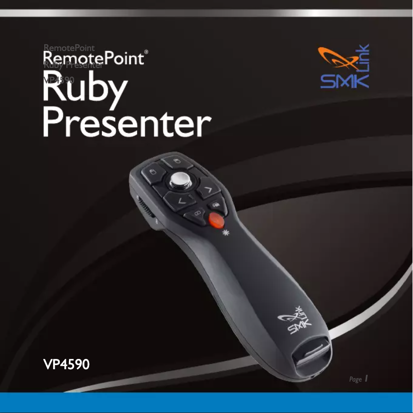 Imagen de la primera página del manual del dispositivo RemotePoint Ruby VP4590