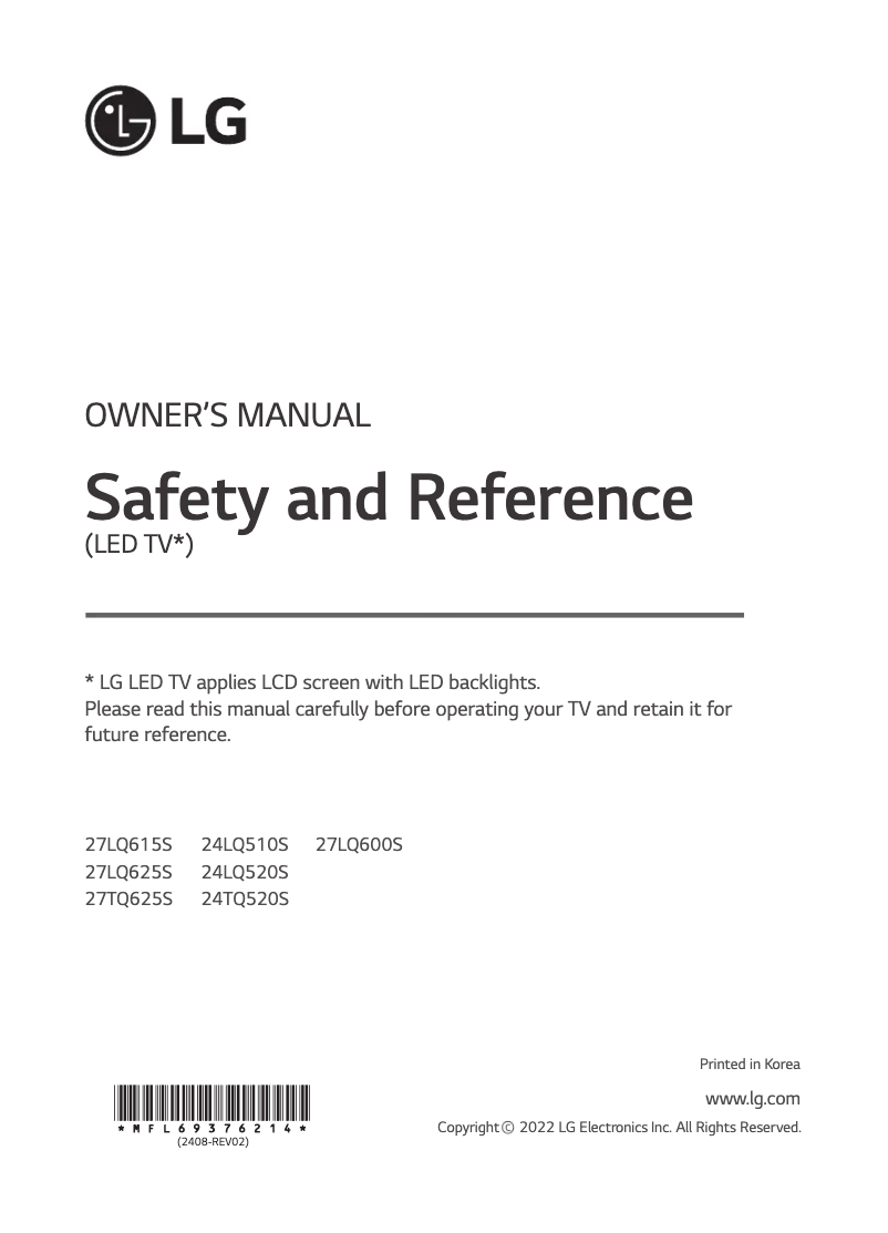 Imagen de la primera página del manual del dispositivo 24TQ520S