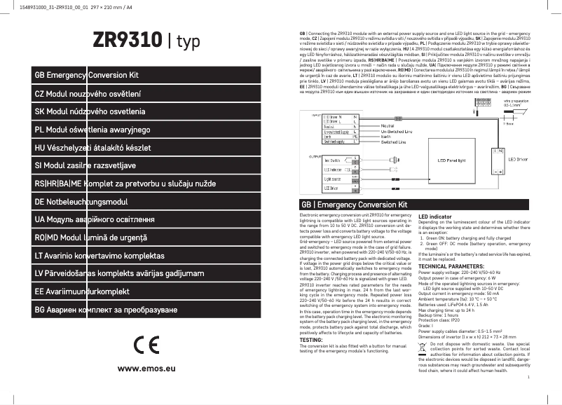 Página 1 del manual Manual de usuario Emos ZR9310