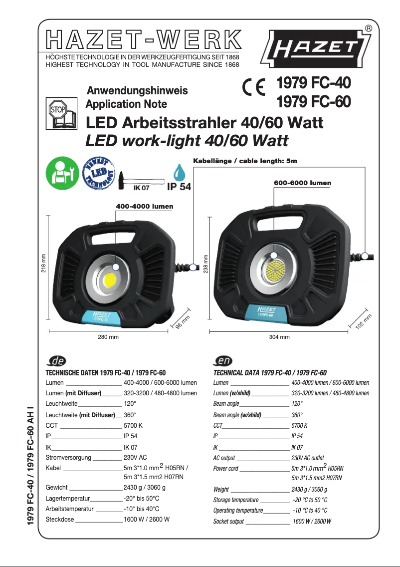 Página nº 1 - Manual de usuario Hazet 1979FC-60