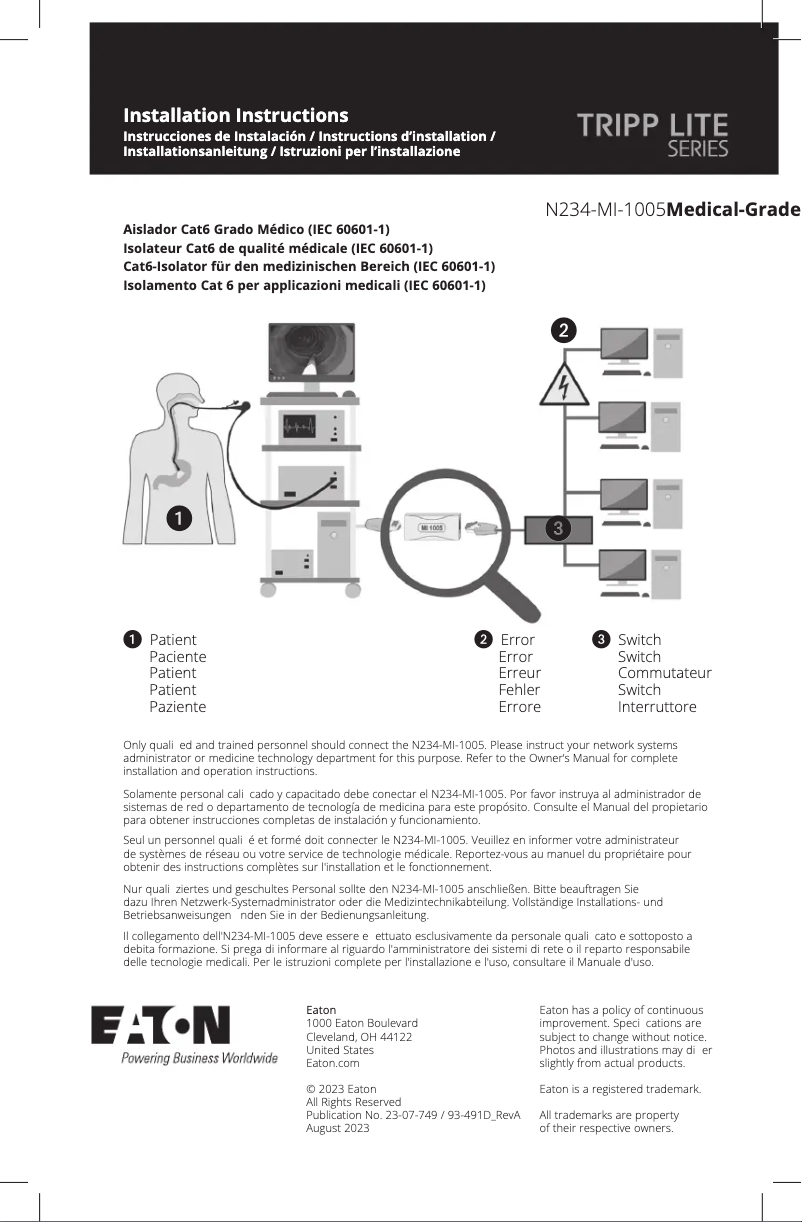 Imagen de la primera página del manual del dispositivo N234-MI-1005