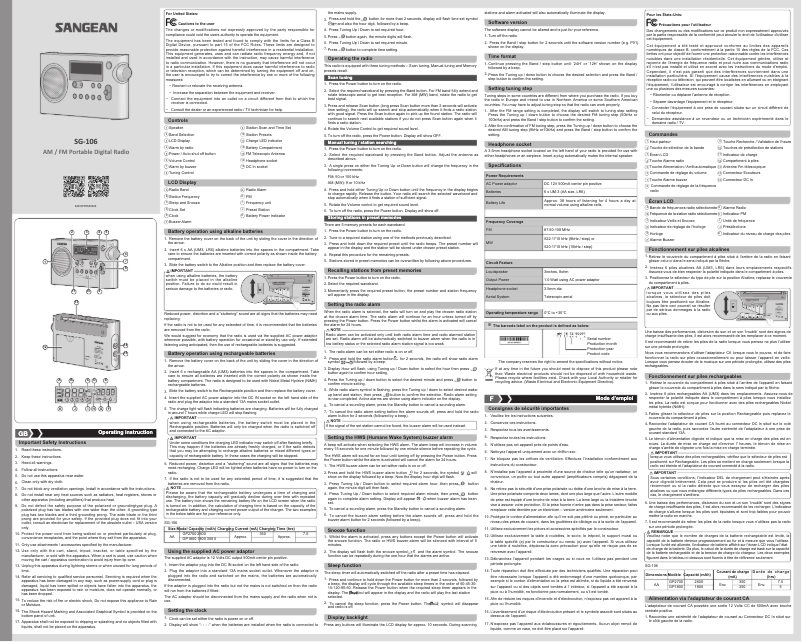 Imagen de la primera página del manual del dispositivo SG-106