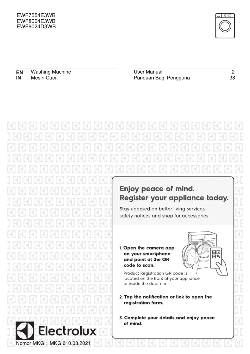 Imagen de la primera página del manual del dispositivo EWF7554E3WB