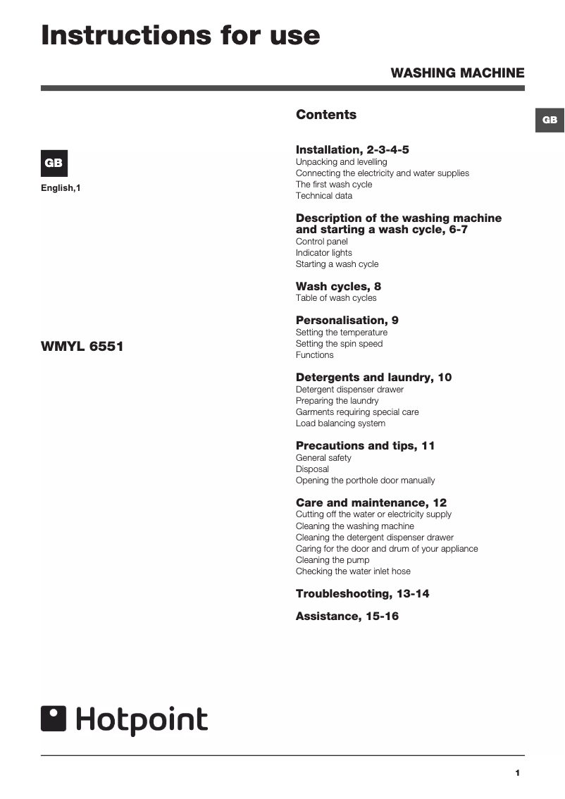 Imagen de la primera página del manual del dispositivo WMYL6551