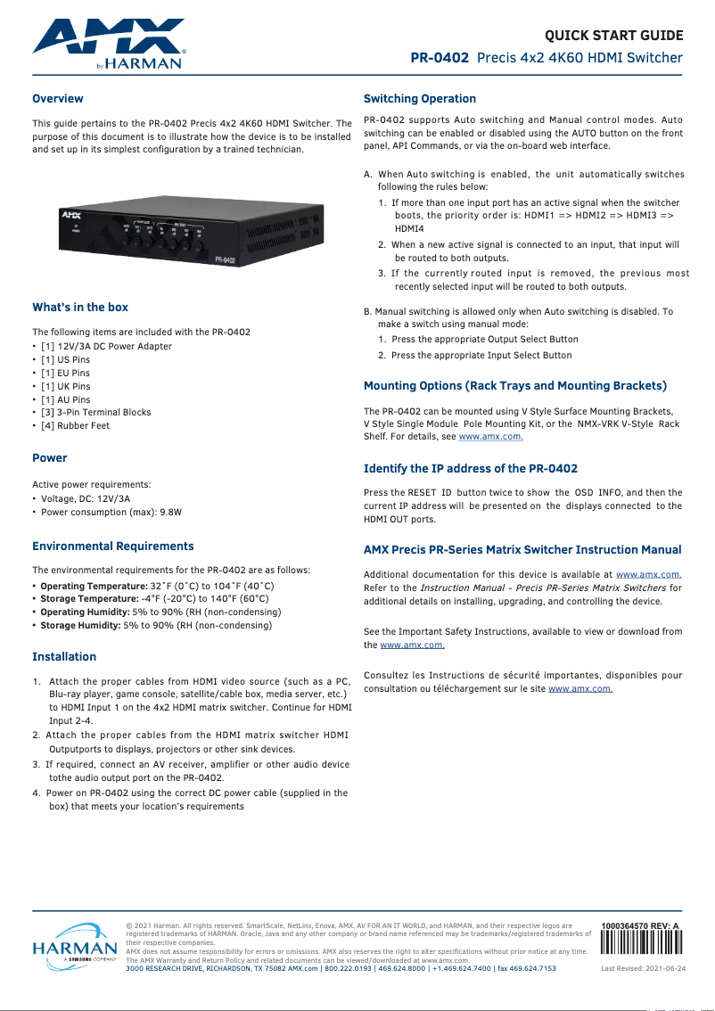 Imagen de la primera página del manual del dispositivo PR-0402