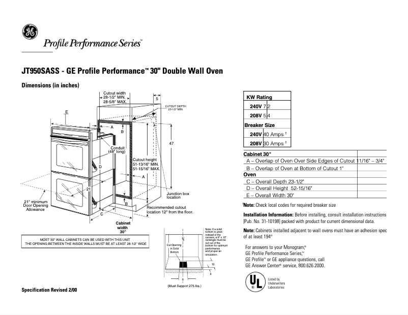 Imagen de la primera página del manual del dispositivo Profile Performance JT950SASS