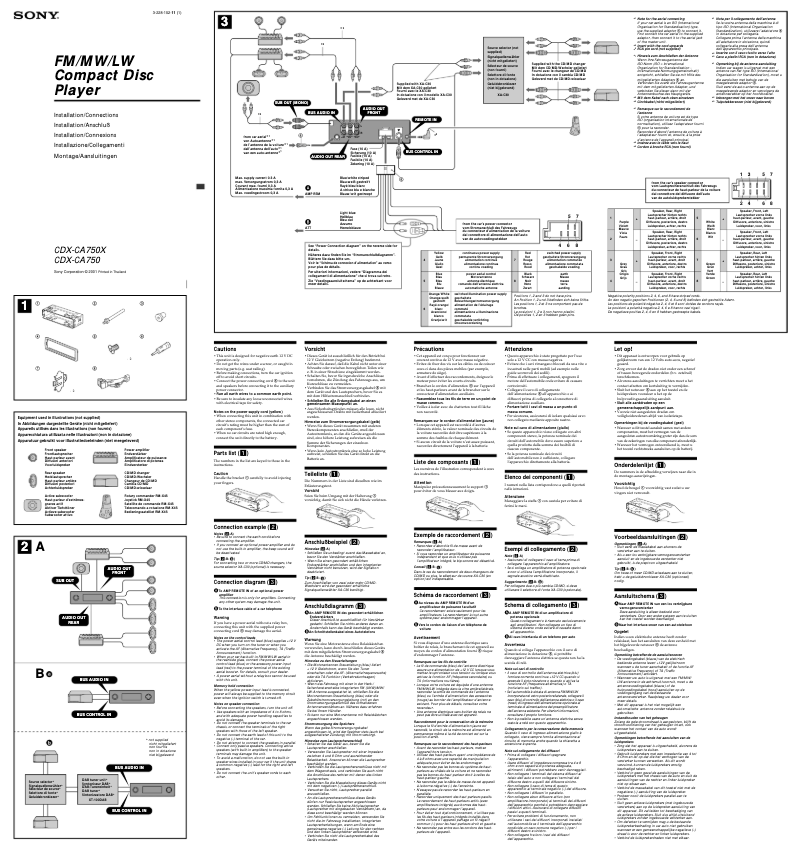Imagen de la primera página del manual del dispositivo CDX-CA750X