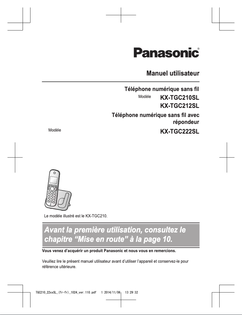 Imagen de la primera página del manual del dispositivo KX-TGC222SL