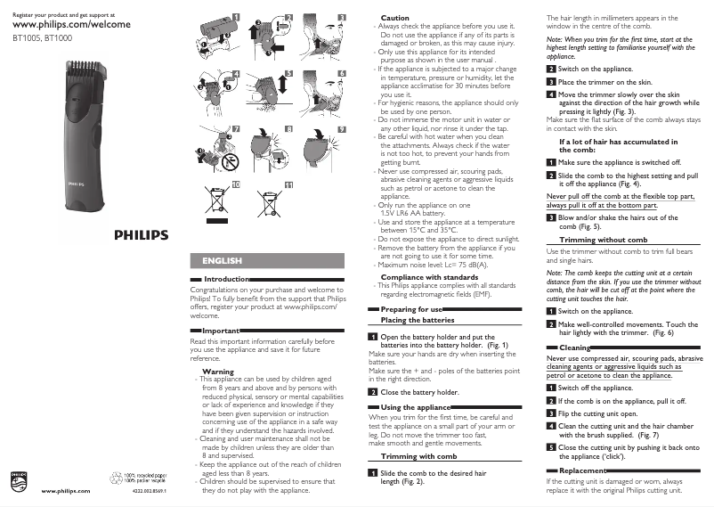Página 1 del manual Manual de usuario Philips Series 1000 BT1005