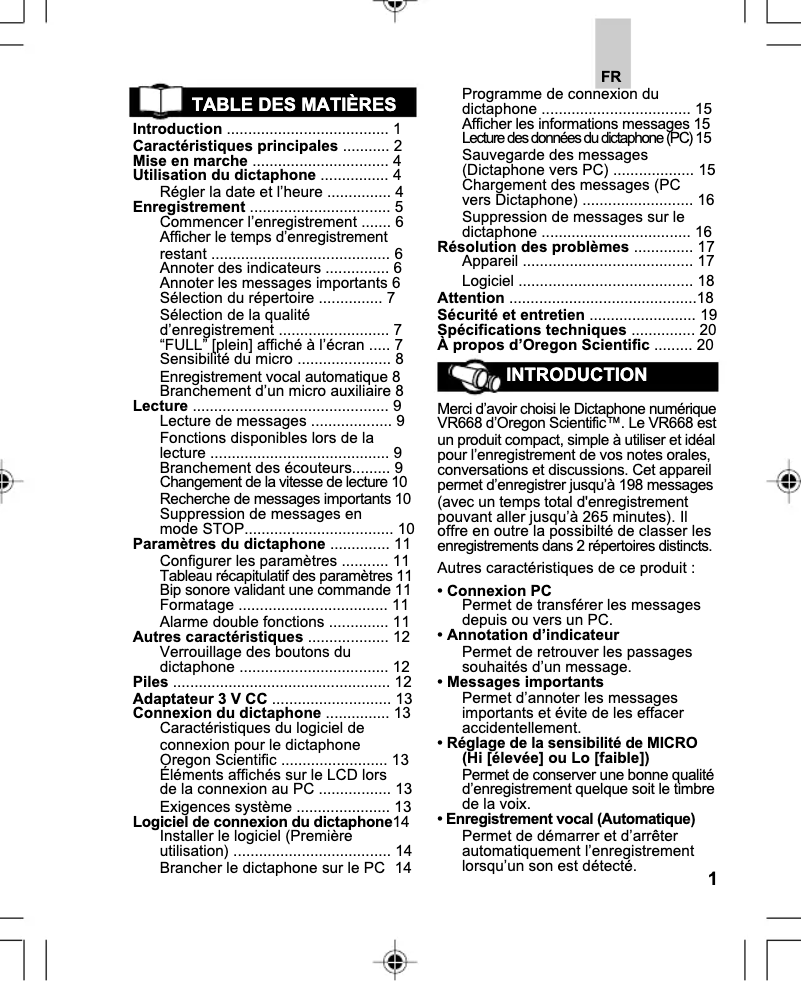 Imagen de la primera página del manual del dispositivo VR668