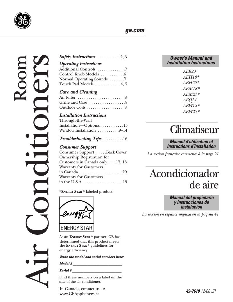 Imagen de la primera página del manual del dispositivo AEW18DM