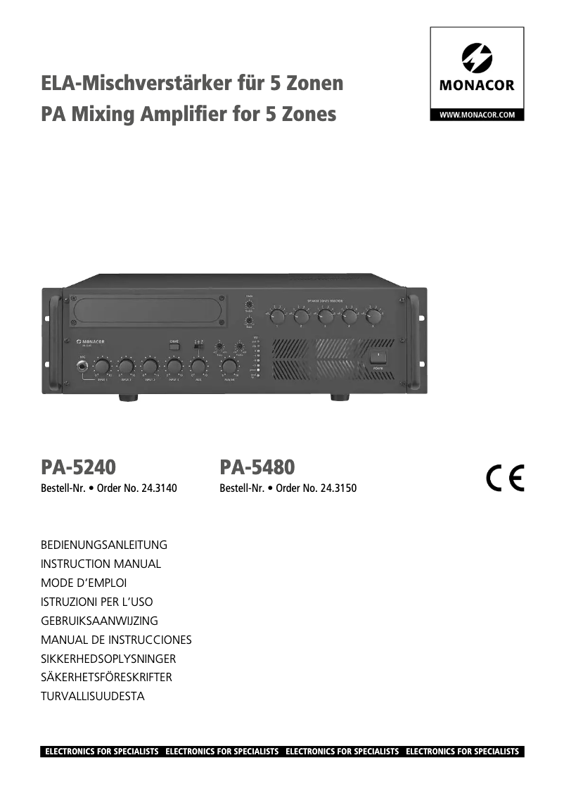 Página 1 del manual Manual de usuario Monacor PA-5480