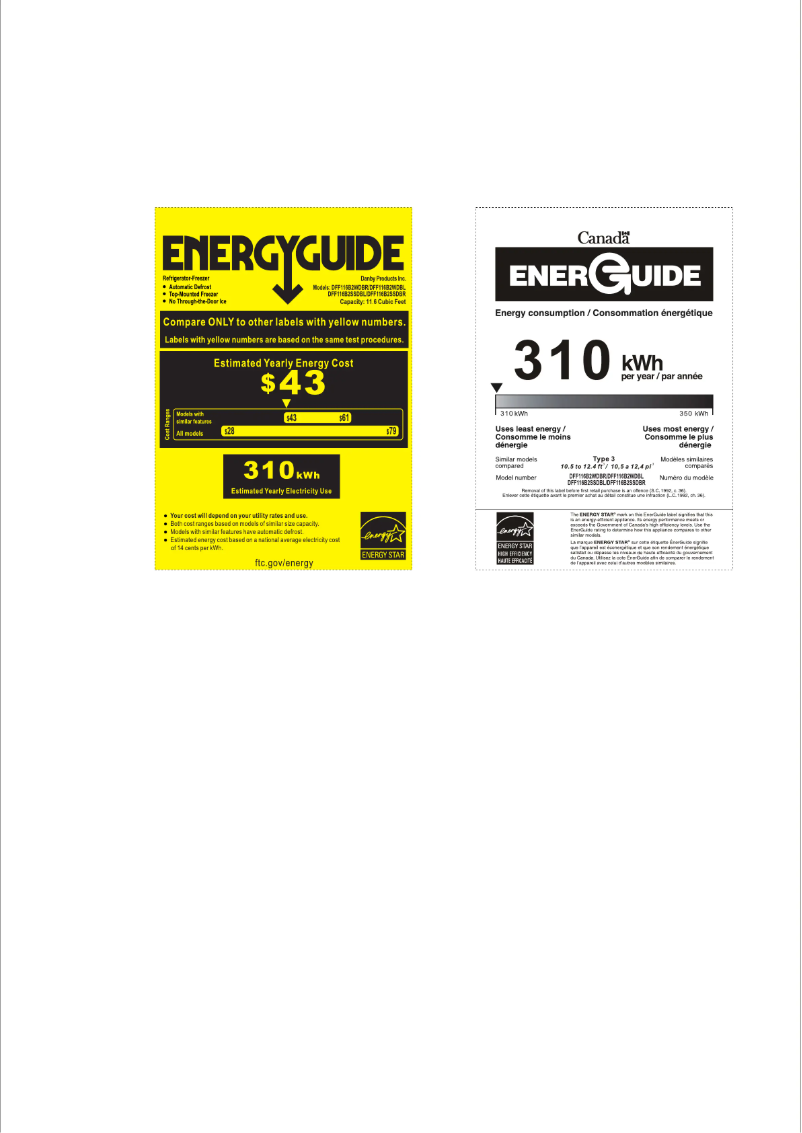 Página 1 del manual Etiqueta energética Danby DFF116B2WDBR