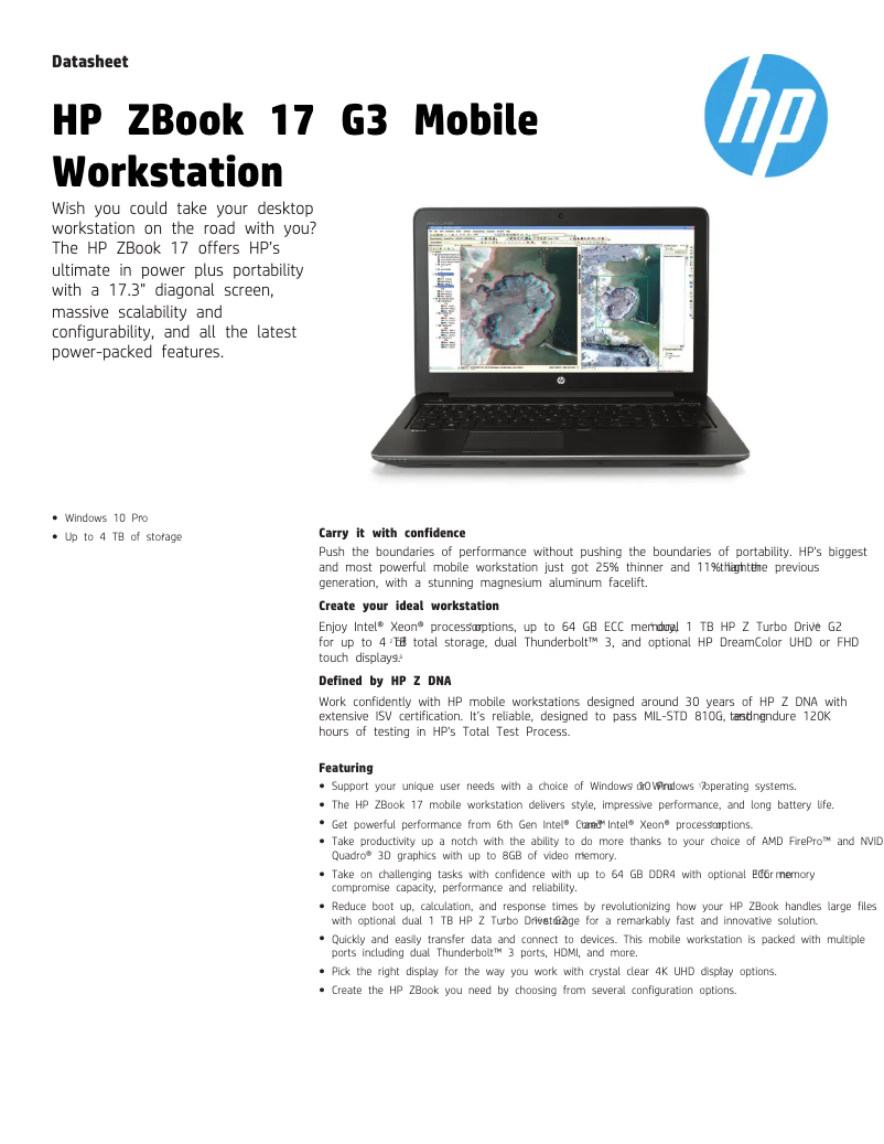 Imagen de la primera página del manual del dispositivo ZBook 17 G3