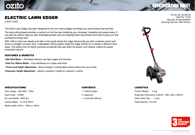 Imagen de la primera página del manual del dispositivo LWE-1405