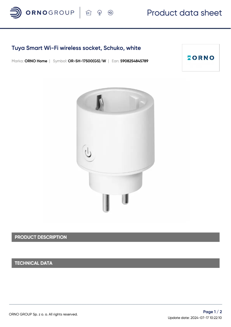 Imagen de la primera página del manual del dispositivo OR-SH-17500