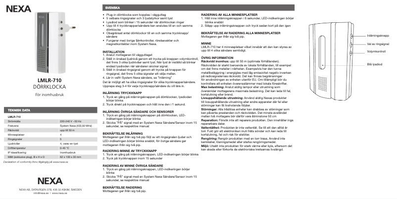 Imagen de la primera página del manual del dispositivo LMLR-710