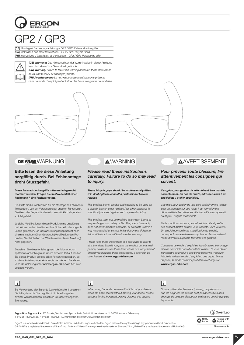 Página 1 del manual Manual de usuario Ergon GP2