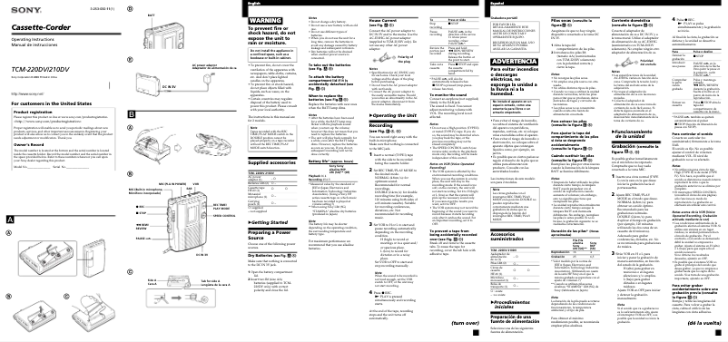 Página nº 1 - Manual de usuario Sony TCM-210DV